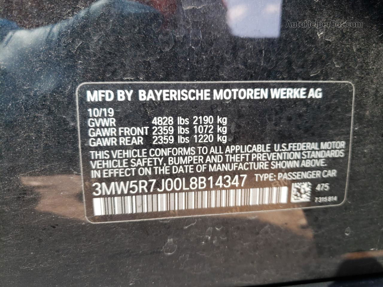 2020 Bmw 330xi  Black vin: 3MW5R7J00L8B14347