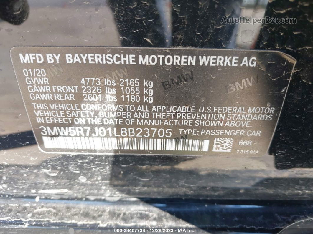 2020 Bmw 330i Xdrive Black vin: 3MW5R7J01L8B23705