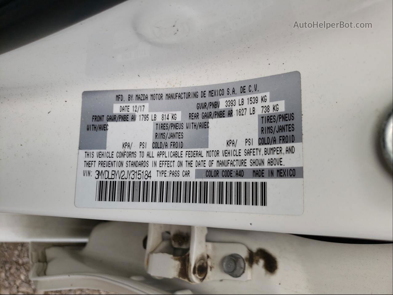 2018 Toyota Yaris Ia White vin: 3MYDLBYV2JY315184