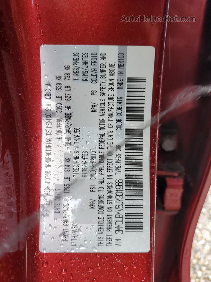 2018 Toyota Yaris Ia  Red vin: 3MYDLBYV6JY301966