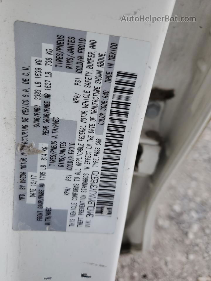 2018 Toyota Yaris Ia  White vin: 3MYDLBYVXJY315370