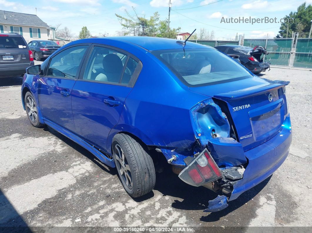 2012 Nissan Sentra 2.0 Sr Blue vin: 3N1AB6AP4CL752081