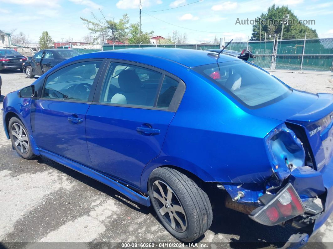 2012 Nissan Sentra 2.0 Sr Blue vin: 3N1AB6AP4CL752081