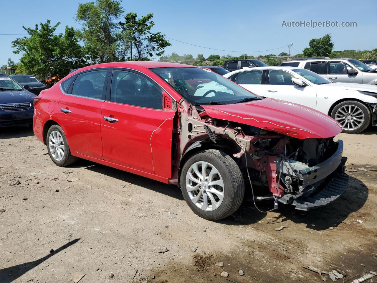 2018 Nissan Sentra S Red vin: 3N1AB7AP0JL616601