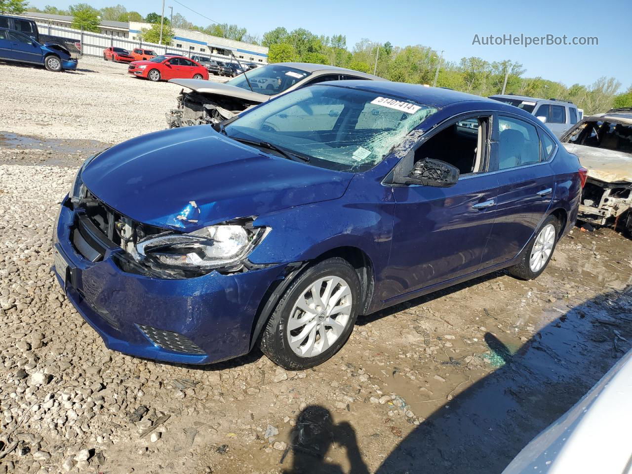 2018 Nissan Sentra S Blue vin: 3N1AB7AP0JL659853