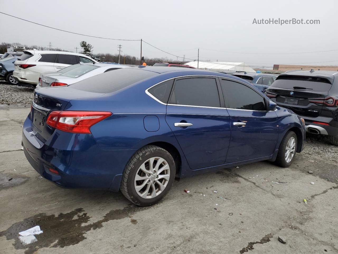 2019 Nissan Sentra S Синий vin: 3N1AB7AP0KY205252