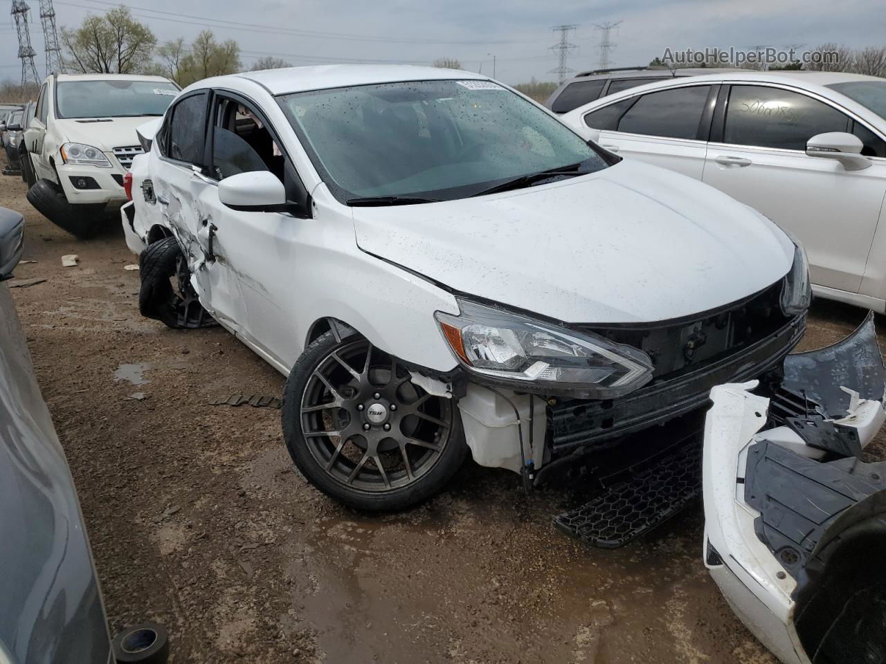 2019 Nissan Sentra S White vin: 3N1AB7AP0KY422784