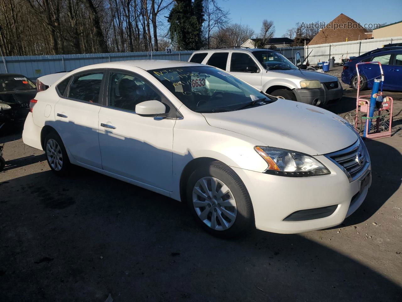 2014 Nissan Sentra S White vin: 3N1AB7AP1EL627404