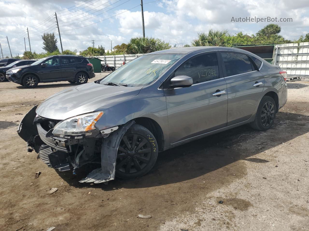 2015 Nissan Sentra S Серый vin: 3N1AB7AP1FY348054