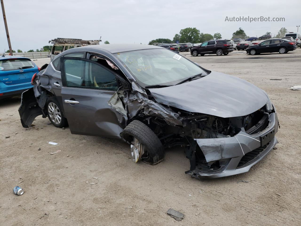 2018 Nissan Sentra S Серый vin: 3N1AB7AP1JY286051