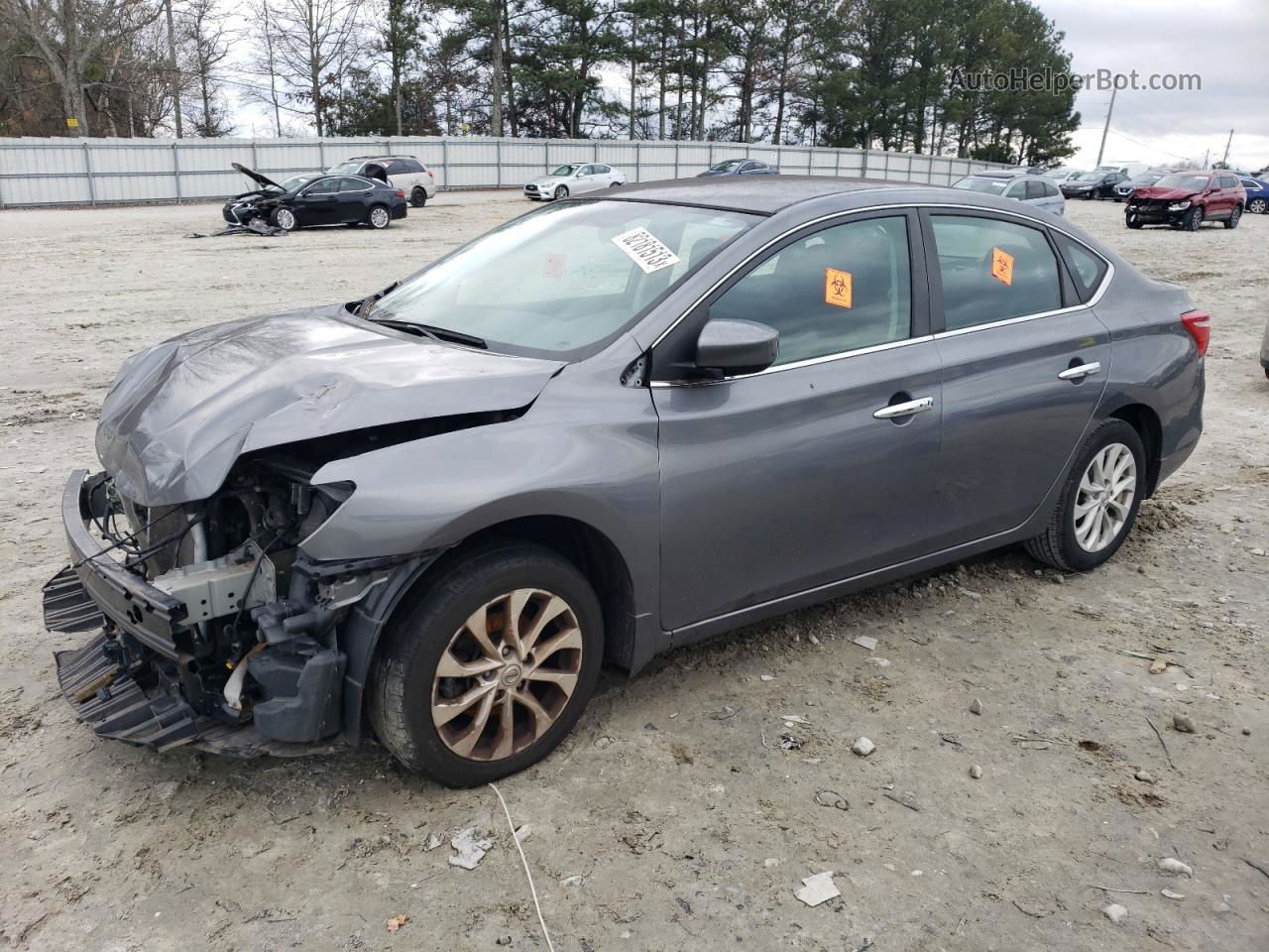 2019 Nissan Sentra S Серый vin: 3N1AB7AP1KL606449