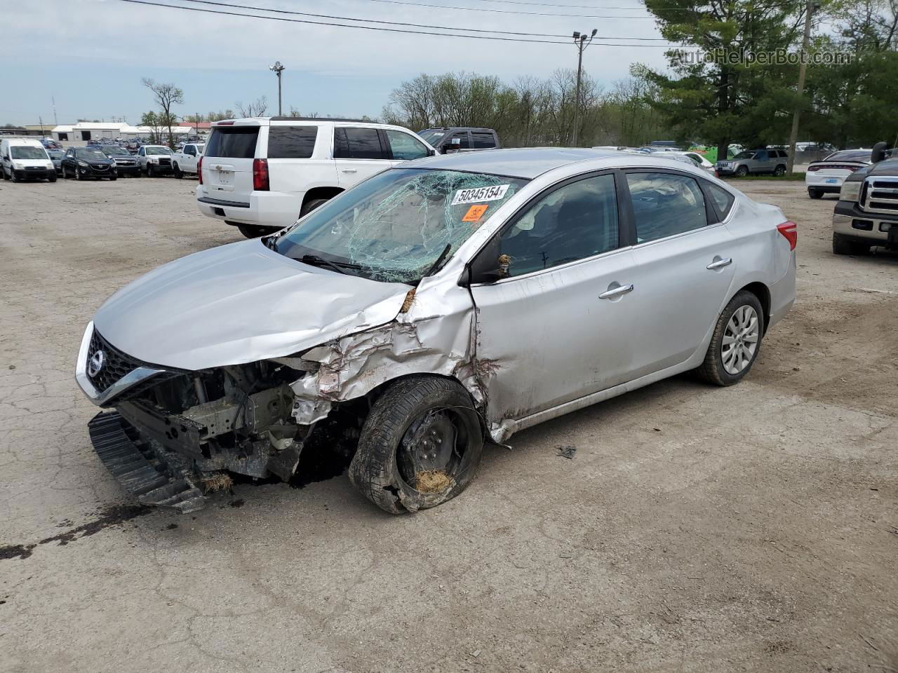 2019 Nissan Sentra S Серебряный vin: 3N1AB7AP1KY217507