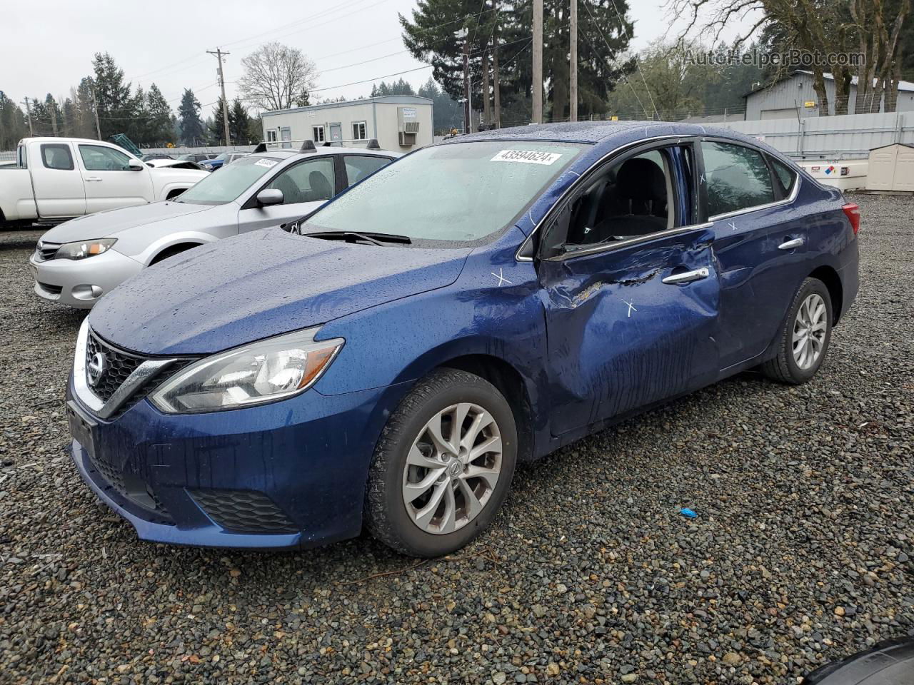 2019 Nissan Sentra S Синий vin: 3N1AB7AP1KY238759