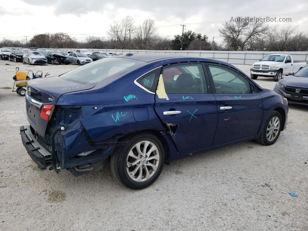 2019 Nissan Sentra S Синий vin: 3N1AB7AP1KY419683