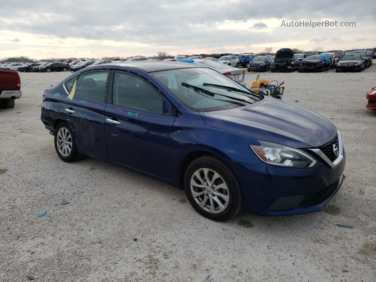 2019 Nissan Sentra S Синий vin: 3N1AB7AP1KY419683