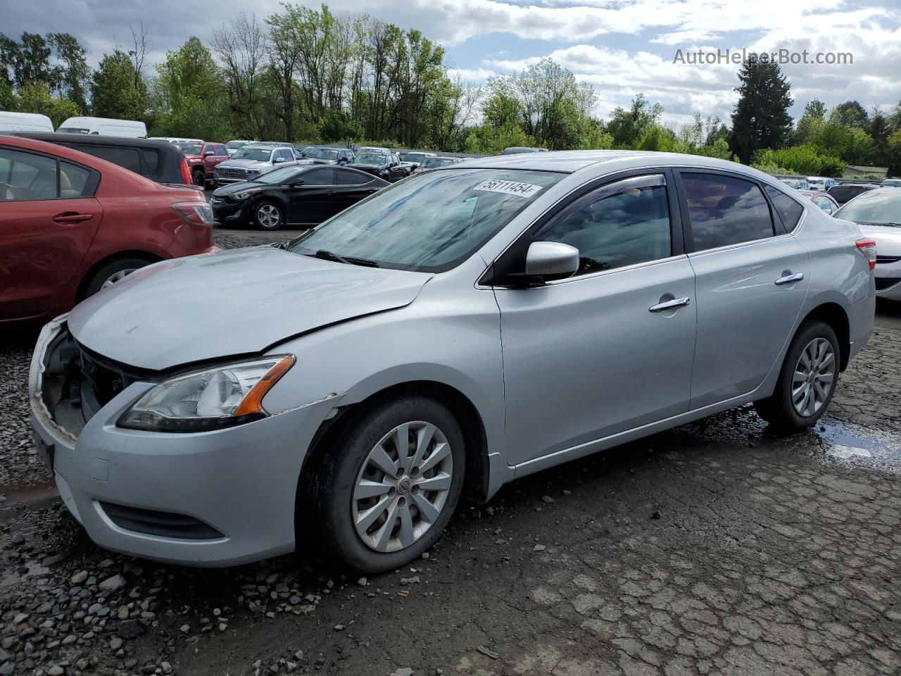 2015 Nissan Sentra S Серебряный vin: 3N1AB7AP2FL691081