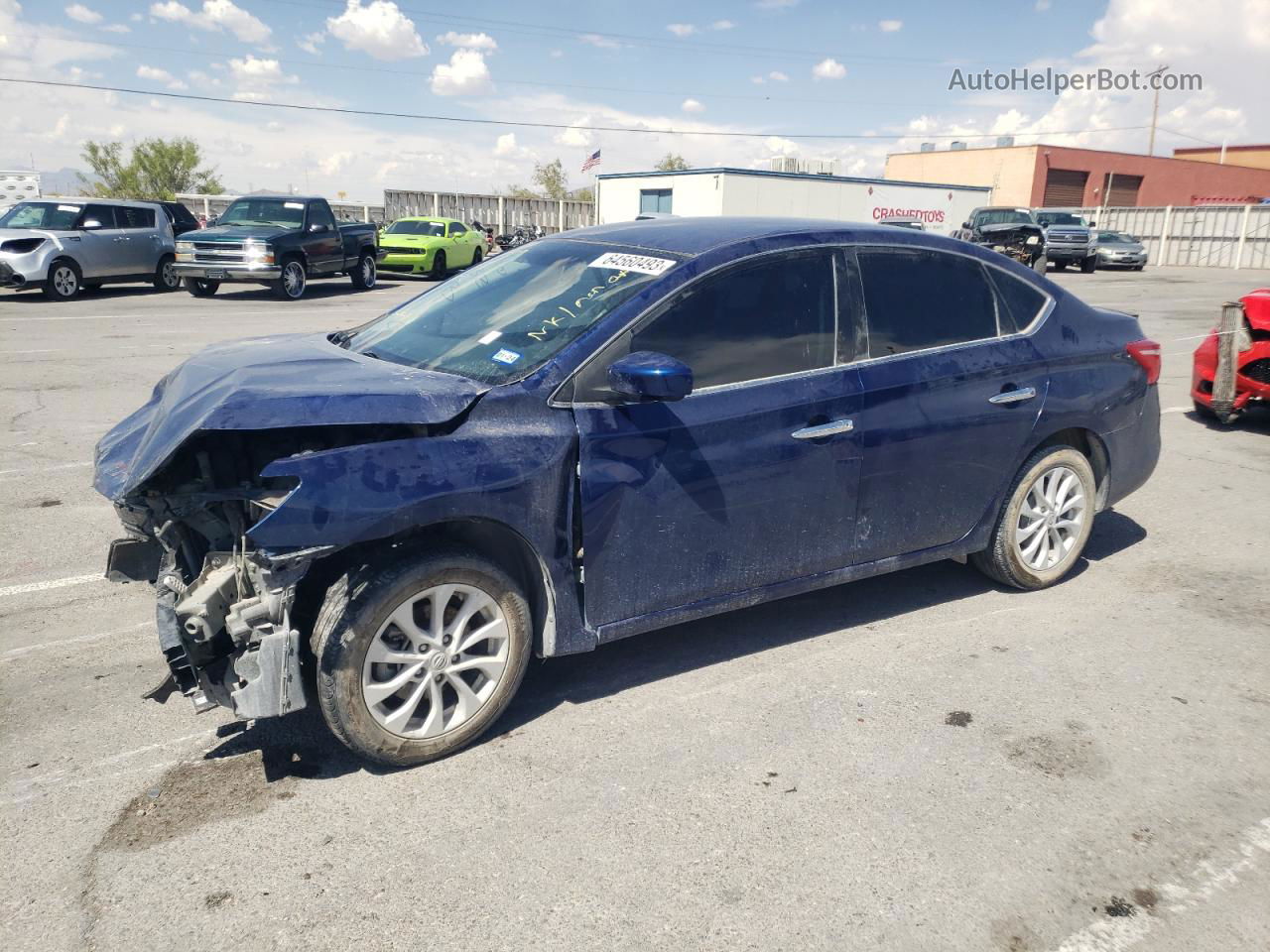 2019 Nissan Sentra S Синий vin: 3N1AB7AP2KY230587