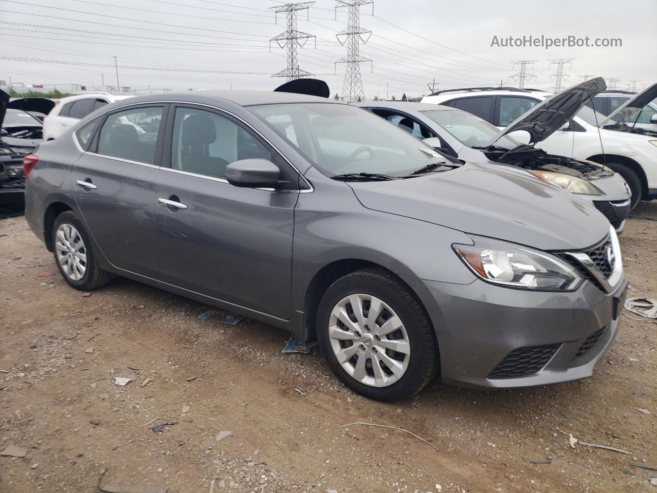 2019 Nissan Sentra S Серый vin: 3N1AB7AP2KY265730