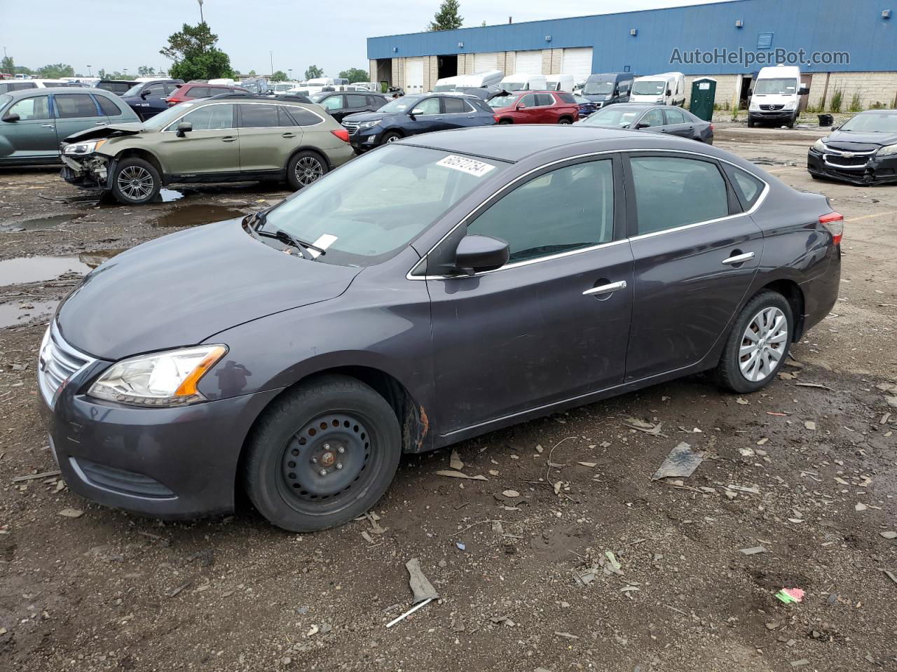 2014 Nissan Sentra S Серый vin: 3N1AB7AP3EL680542