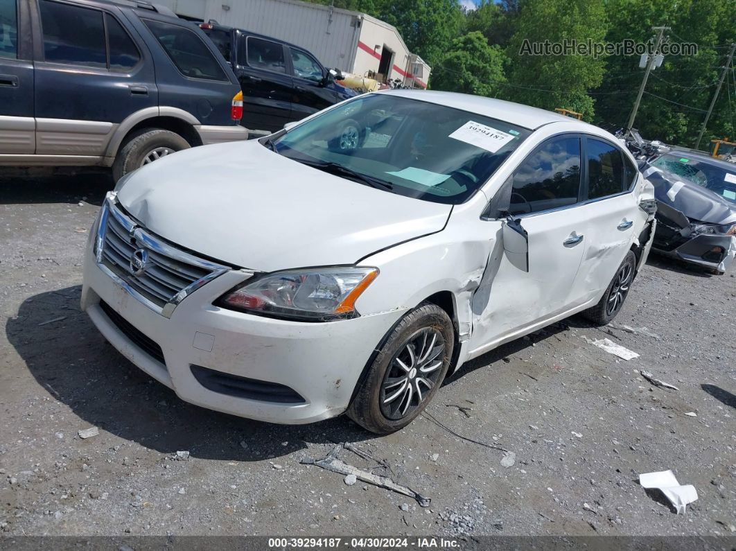 2014 Nissan Sentra S White vin: 3N1AB7AP3EL684087