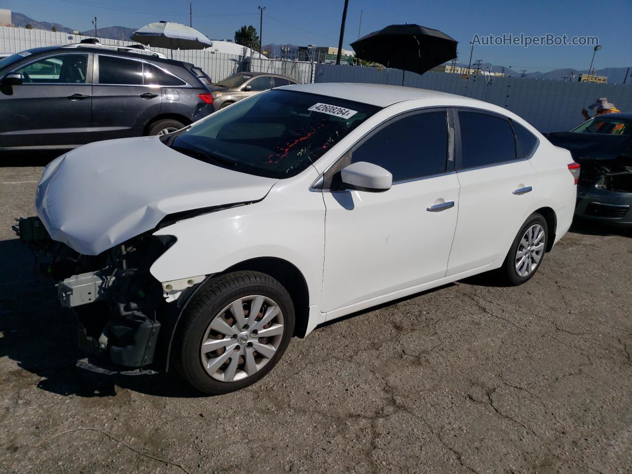 2015 Nissan Sentra S White vin: 3N1AB7AP3FY332003