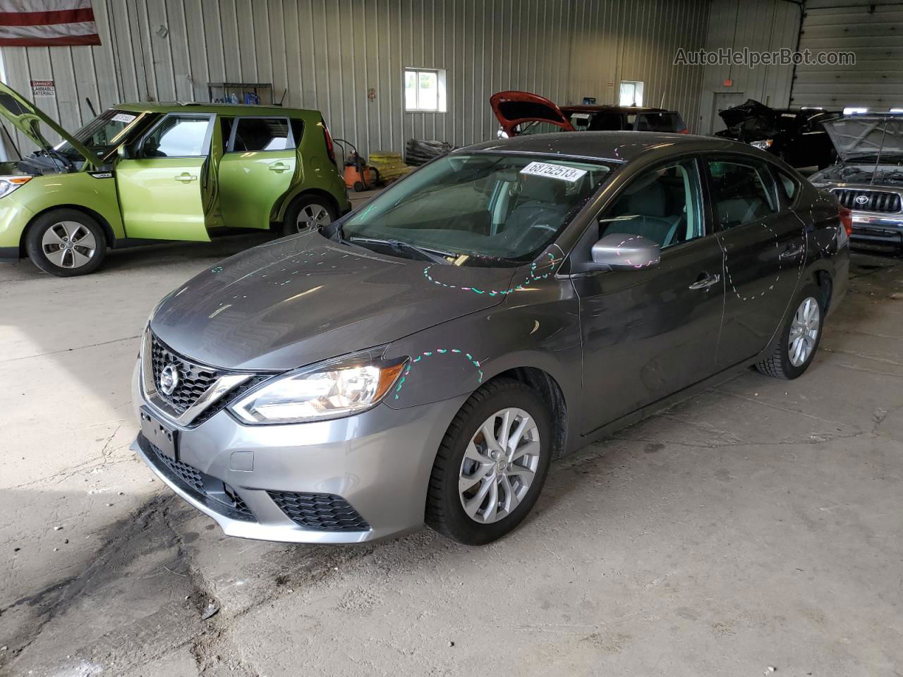 2018 Nissan Sentra S Серый vin: 3N1AB7AP3JL642562