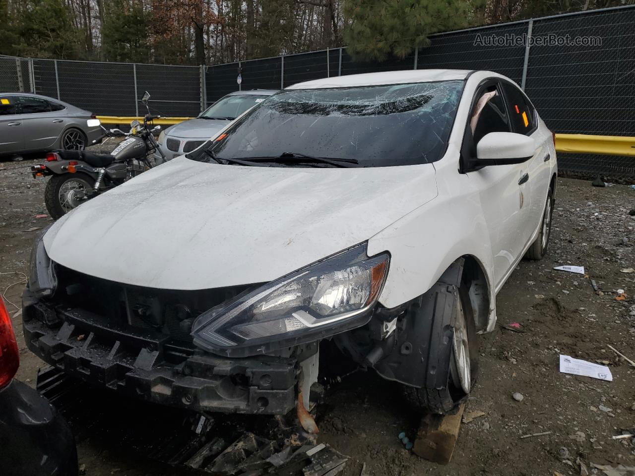 2019 Nissan Sentra S White vin: 3N1AB7AP3KY258981