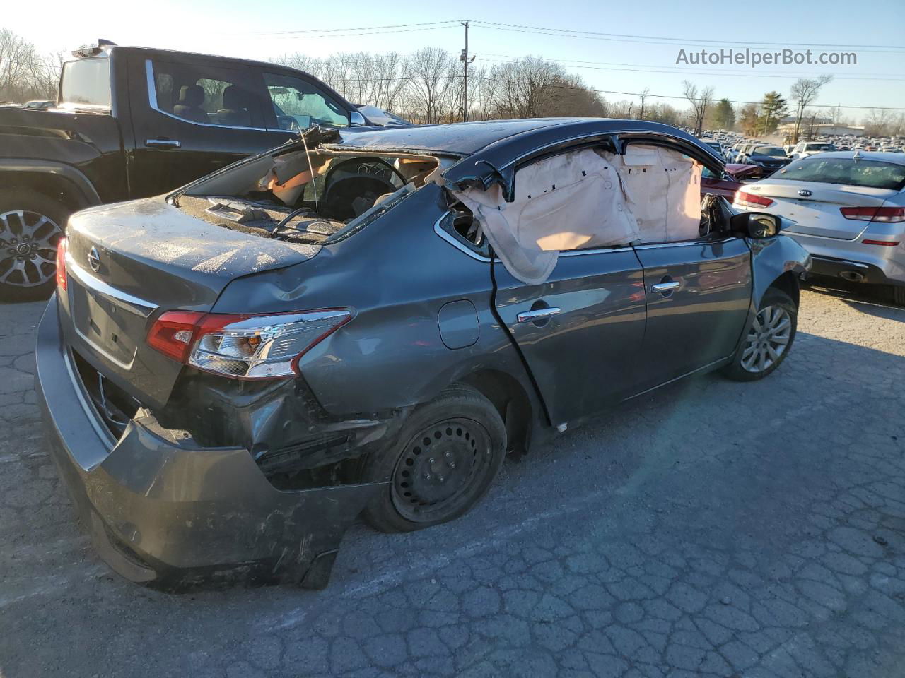 2019 Nissan Sentra S Серый vin: 3N1AB7AP3KY400522