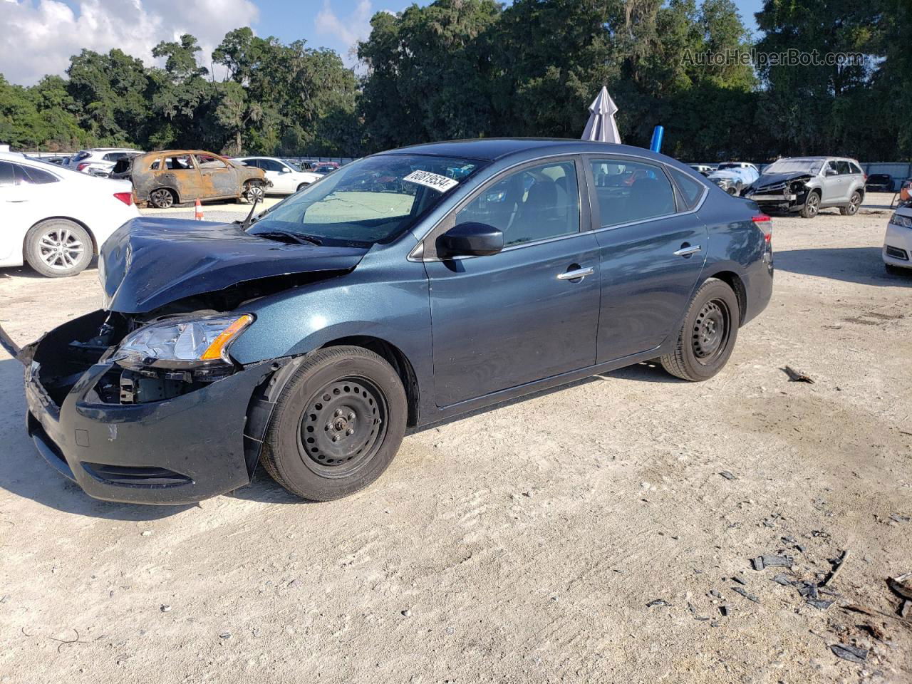 2014 Nissan Sentra S Синий vin: 3N1AB7AP4EL656539