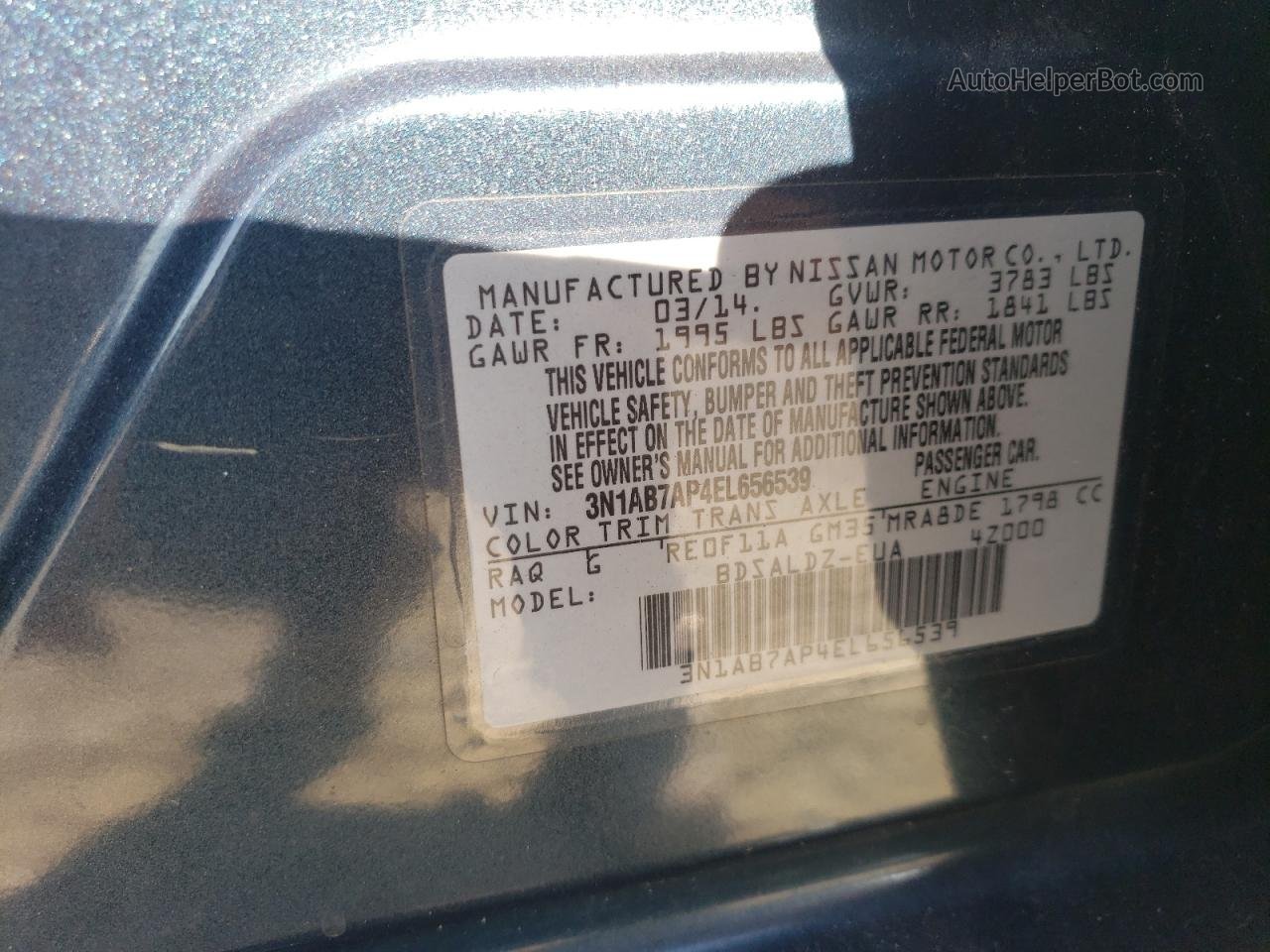 2014 Nissan Sentra S Синий vin: 3N1AB7AP4EL656539