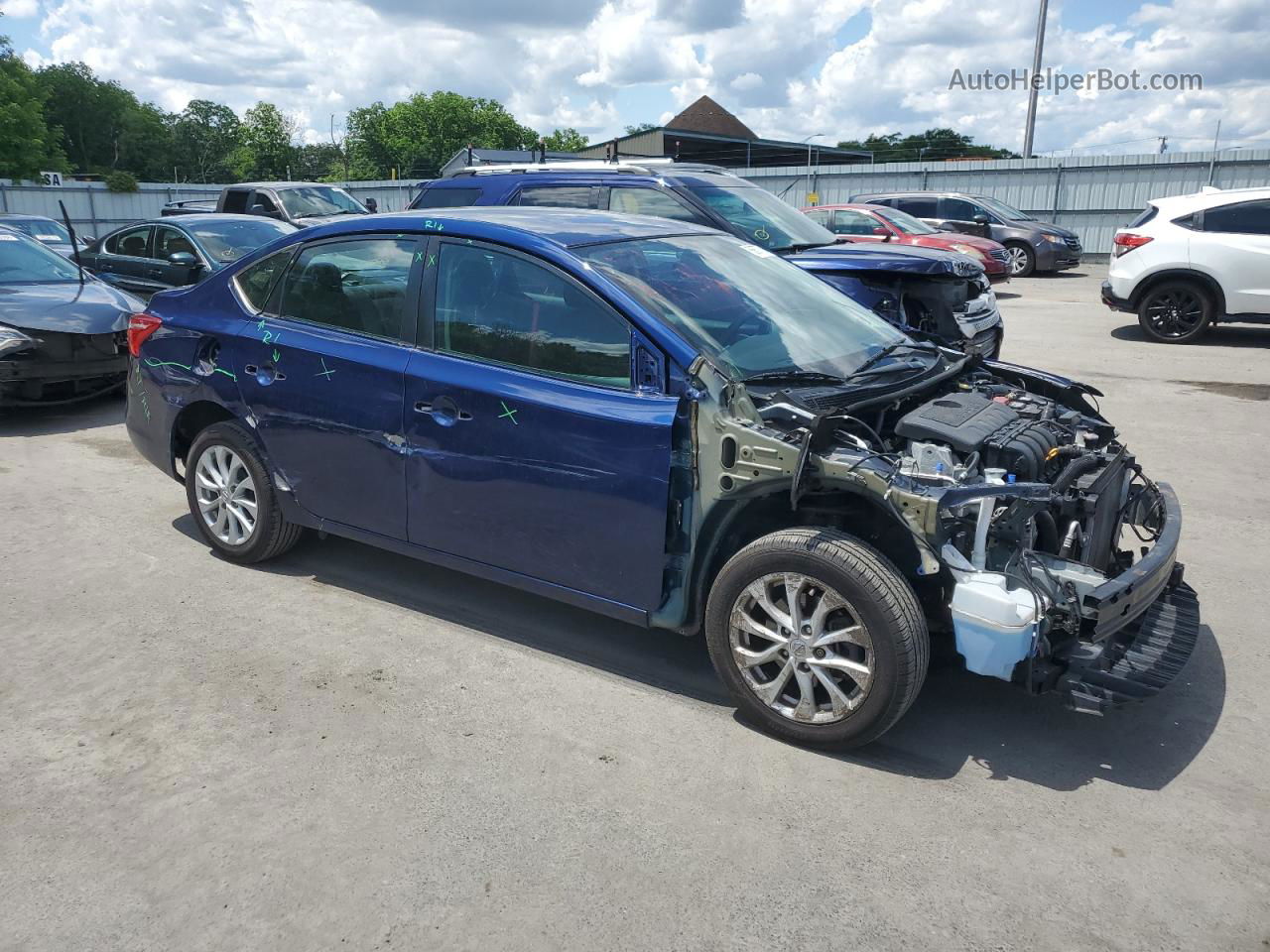 2018 Nissan Sentra S Blue vin: 3N1AB7AP4JL626161