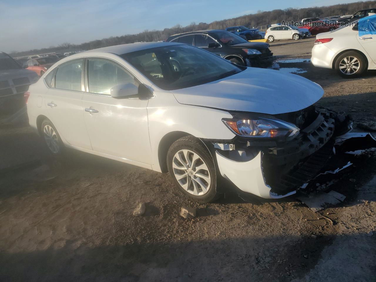 2019 Nissan Sentra S White vin: 3N1AB7AP4KL612424