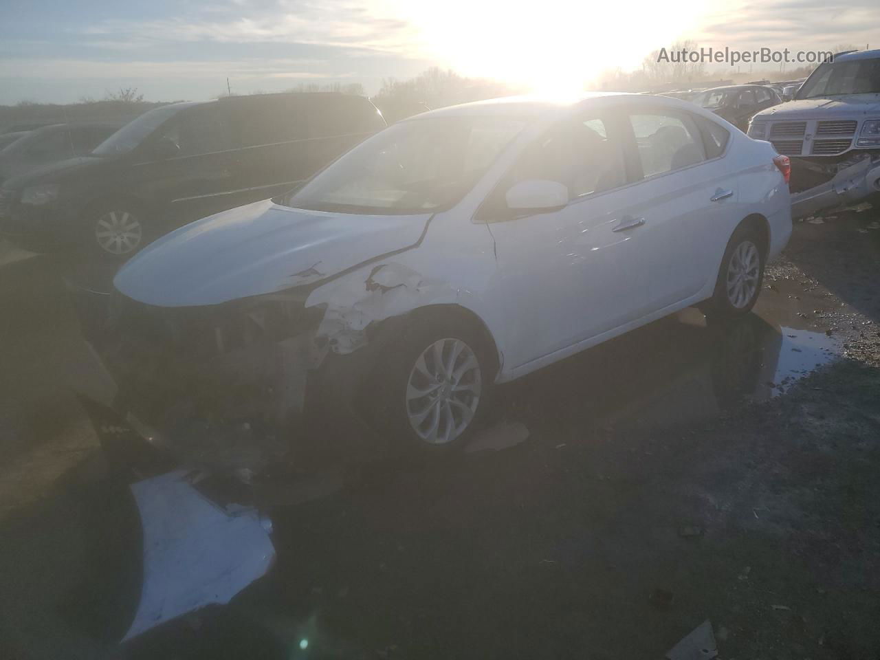 2019 Nissan Sentra S White vin: 3N1AB7AP4KL612424