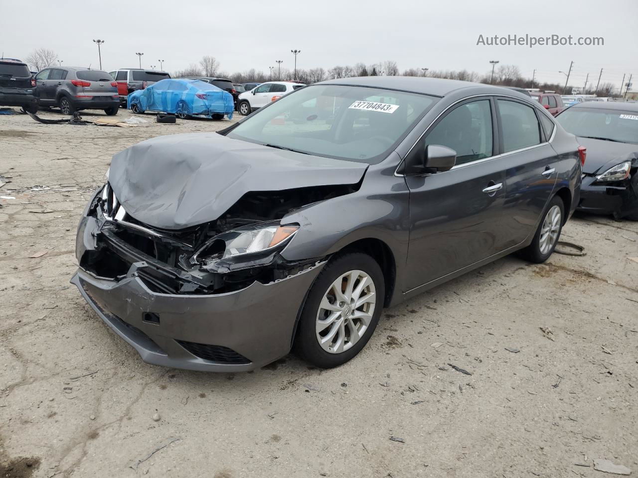 2019 Nissan Sentra S Серый vin: 3N1AB7AP4KY278088