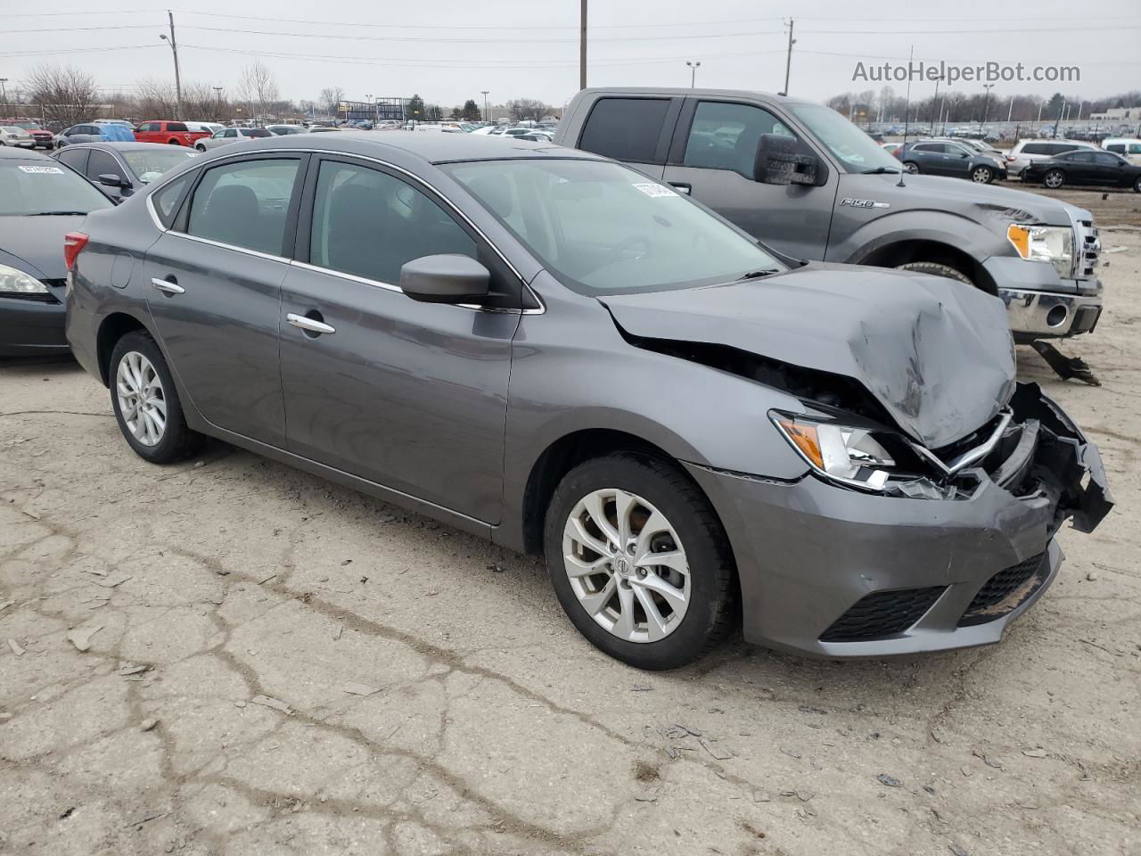 2019 Nissan Sentra S Серый vin: 3N1AB7AP4KY278088