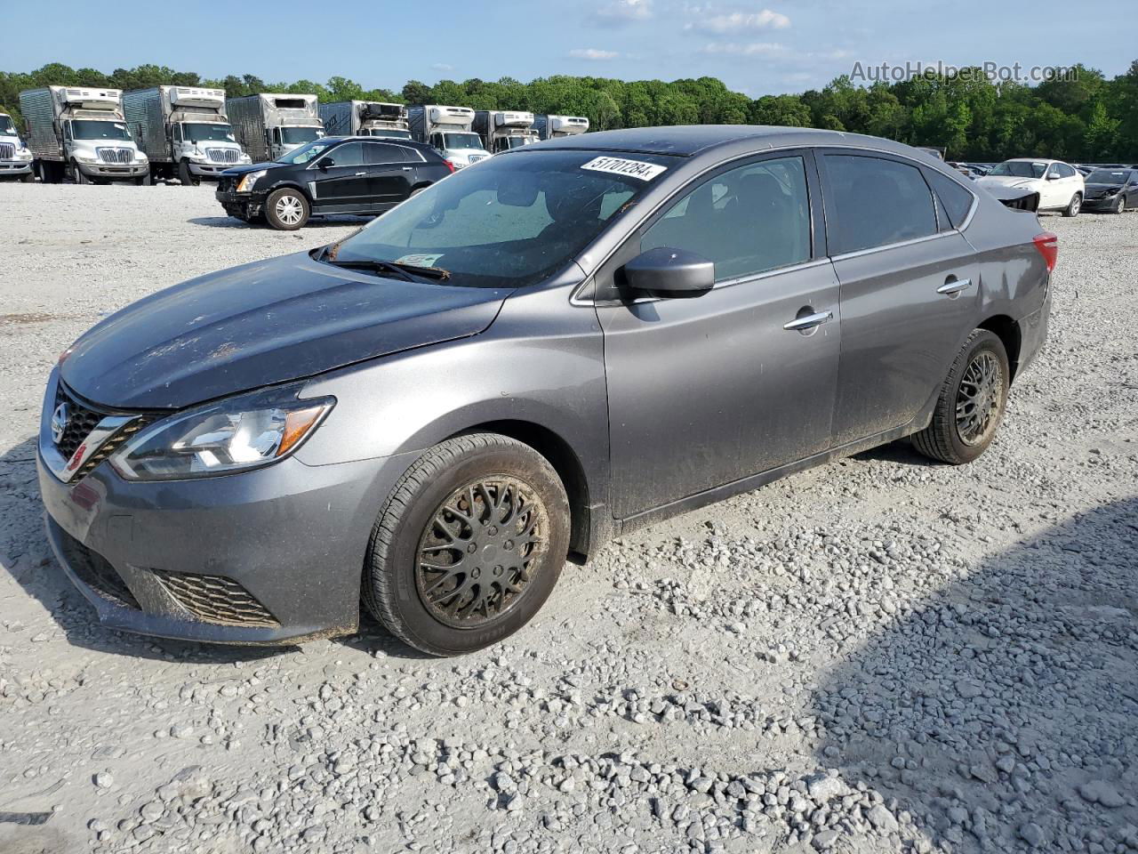 2019 Nissan Sentra S Серый vin: 3N1AB7AP4KY386923