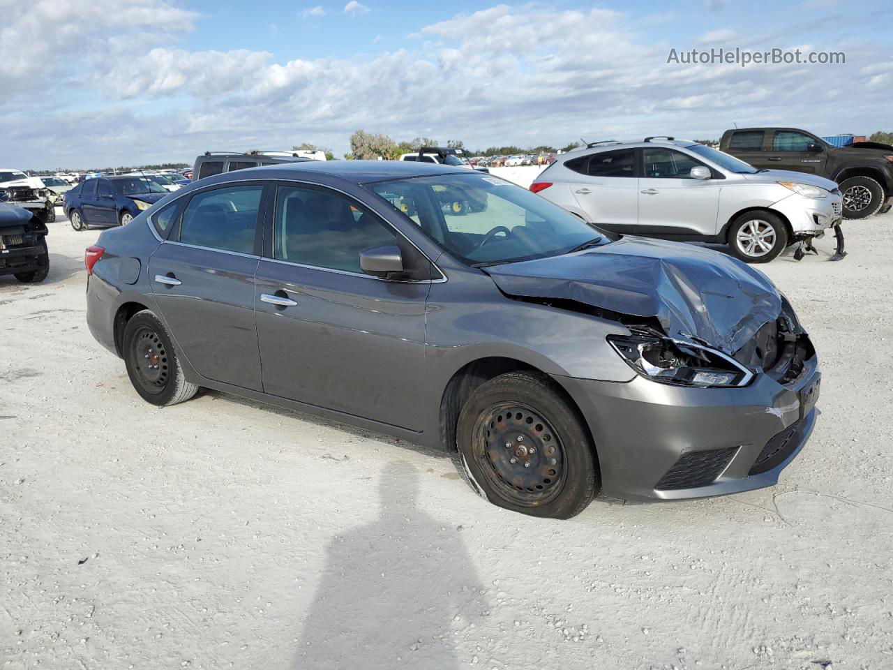 2019 Nissan Sentra S Серый vin: 3N1AB7AP5KY375137