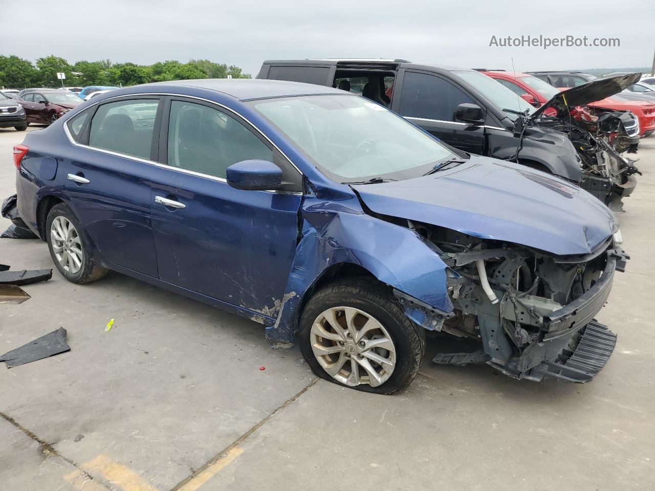 2018 Nissan Sentra S Синий vin: 3N1AB7AP6JY202306