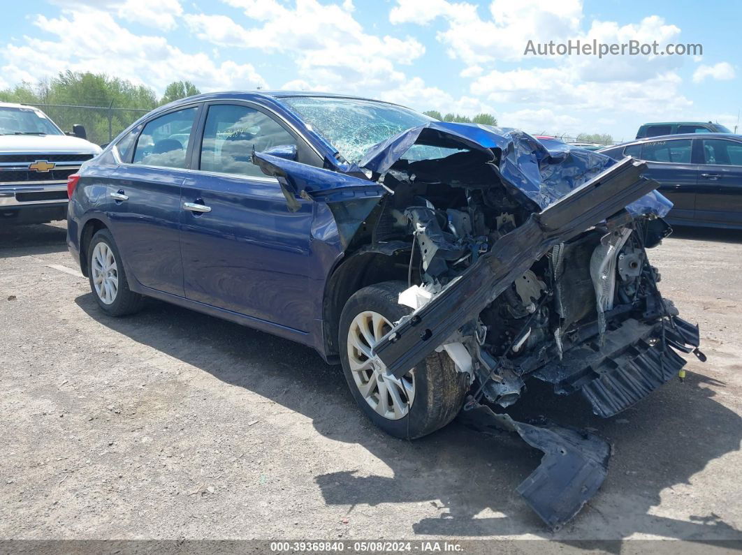 2019 Nissan Sentra Sv Синий vin: 3N1AB7AP6KY217633