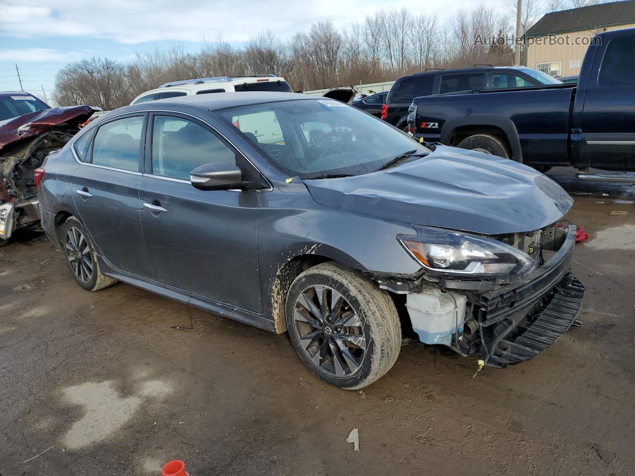 2019 Nissan Sentra S Серый vin: 3N1AB7AP6KY222346