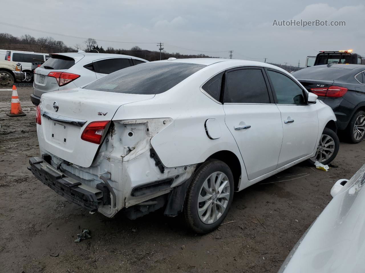 2019 Nissan Sentra S White vin: 3N1AB7AP6KY226266