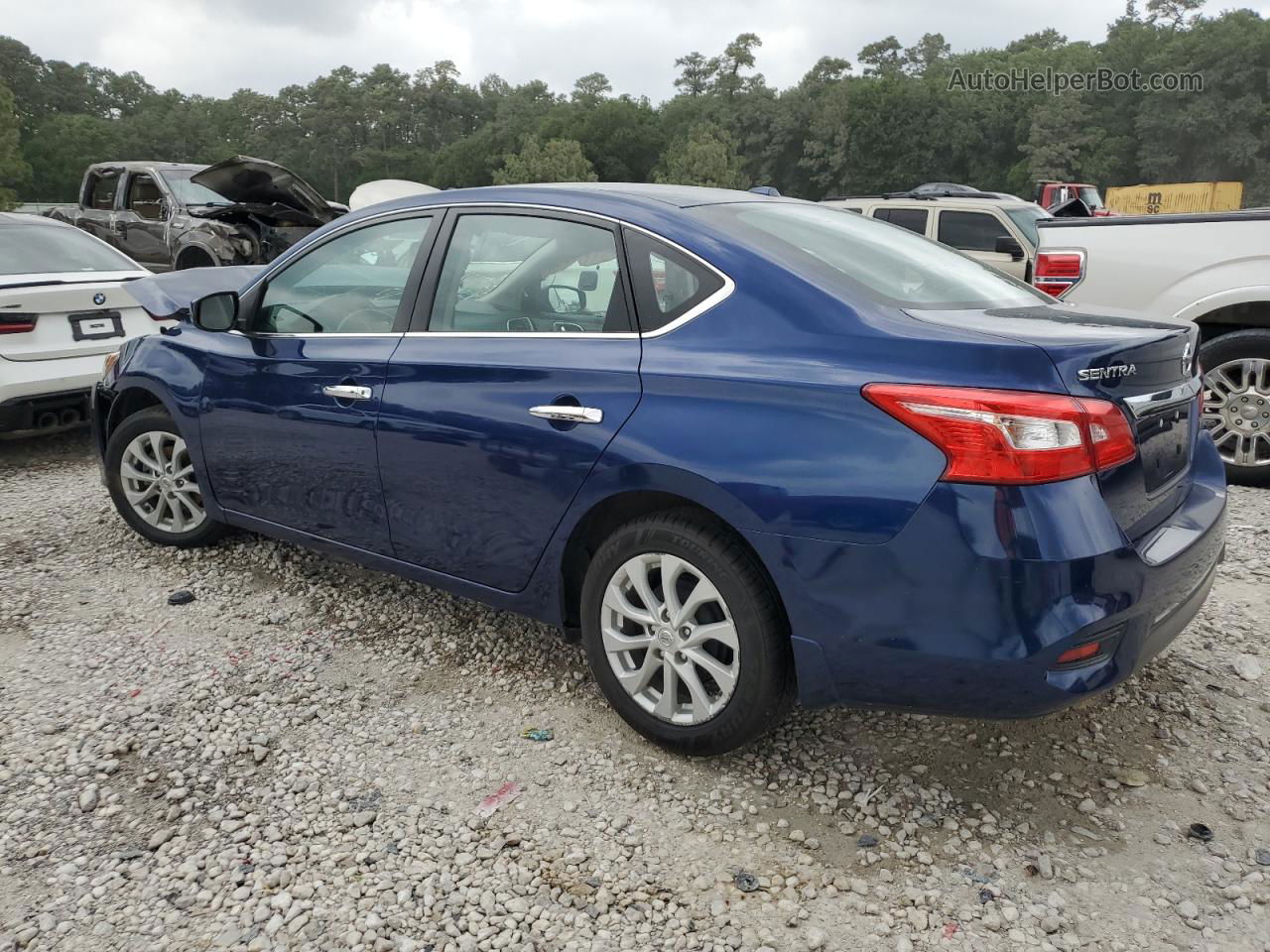 2019 Nissan Sentra S Синий vin: 3N1AB7AP6KY246355