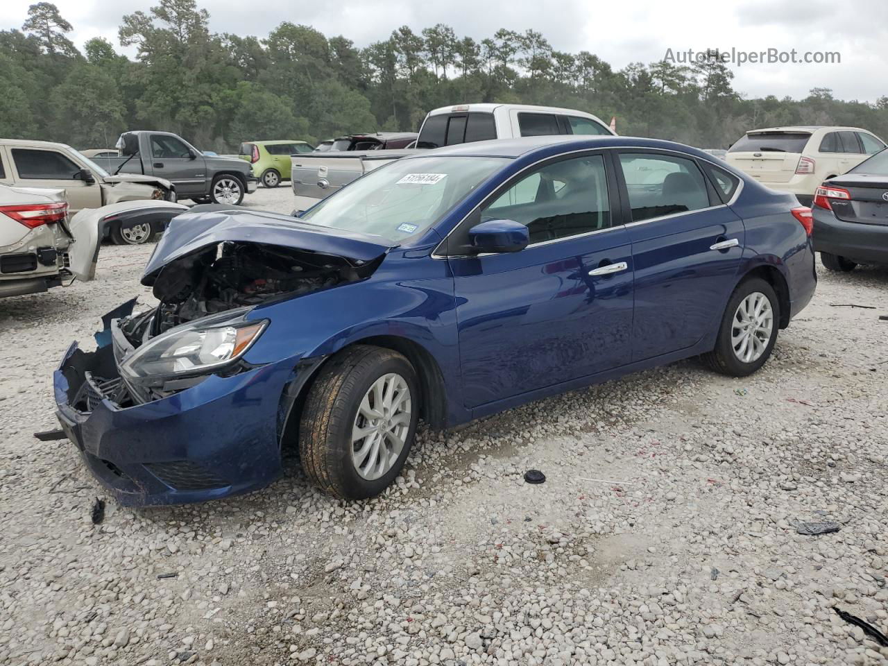 2019 Nissan Sentra S Синий vin: 3N1AB7AP6KY246355