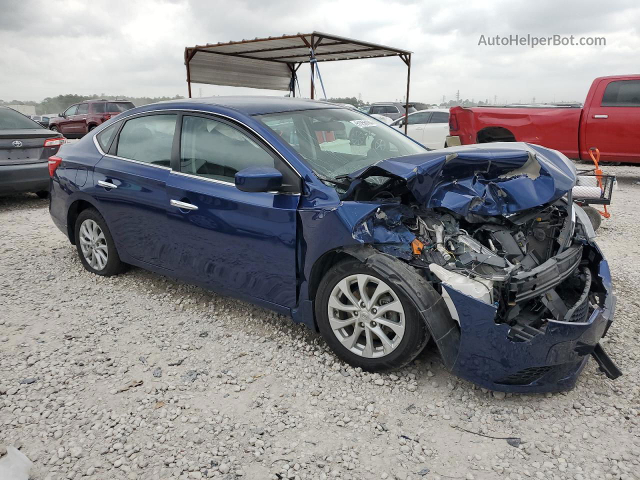 2019 Nissan Sentra S Синий vin: 3N1AB7AP6KY246355