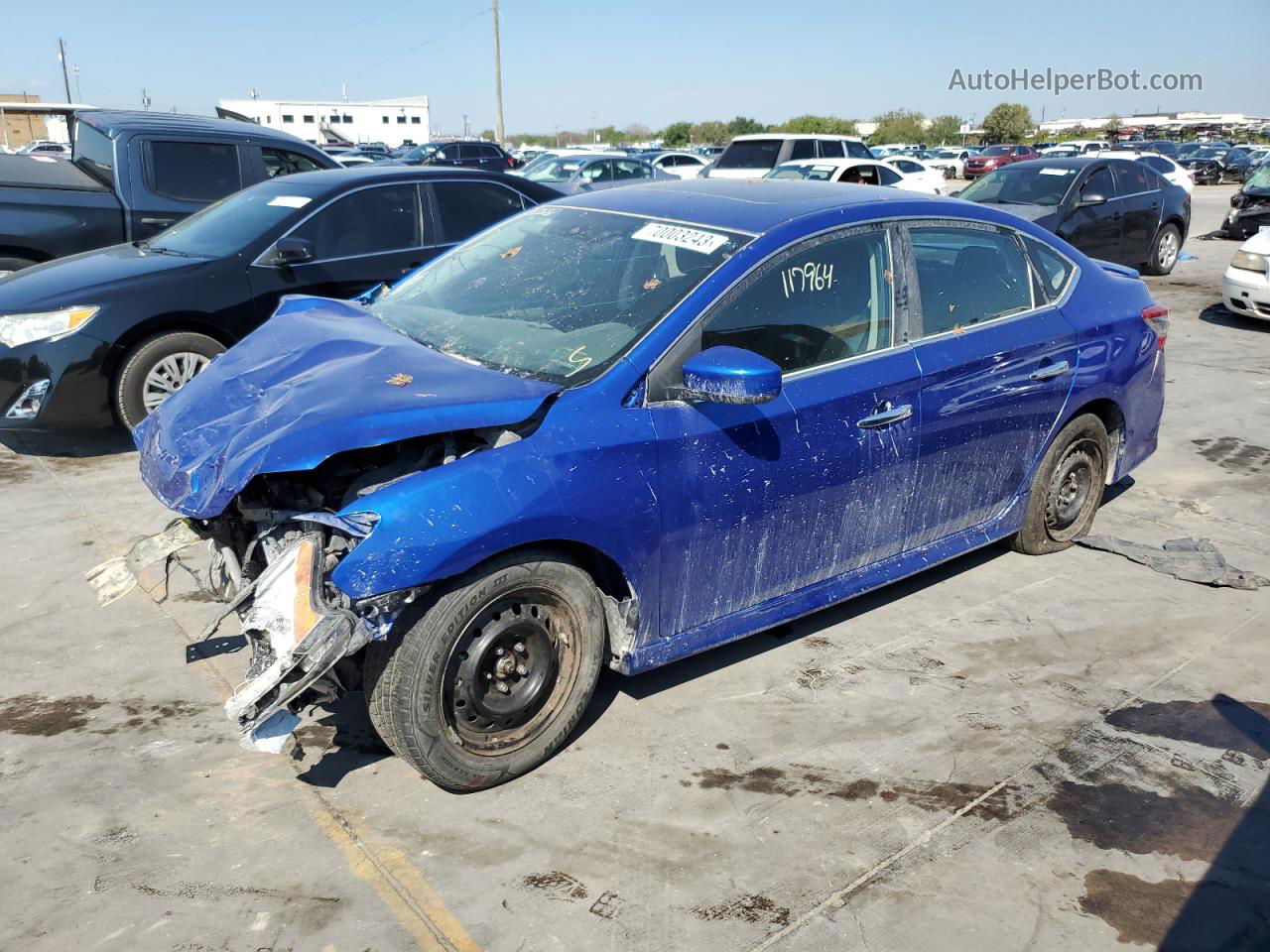 2014 Nissan Sentra S Синий vin: 3N1AB7AP7EY250581