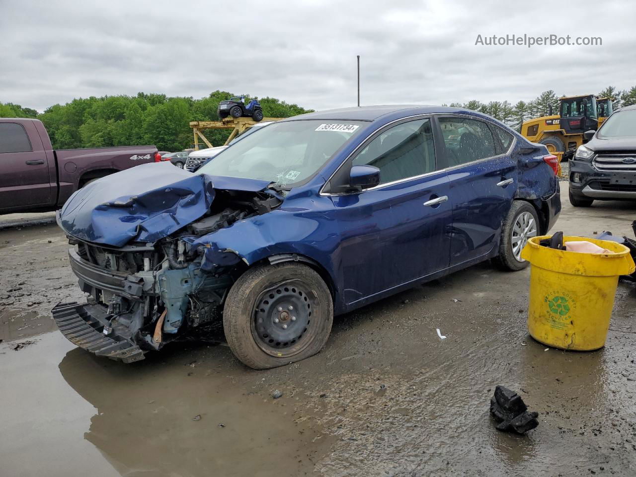 2019 Nissan Sentra S Blue vin: 3N1AB7AP7KY374572