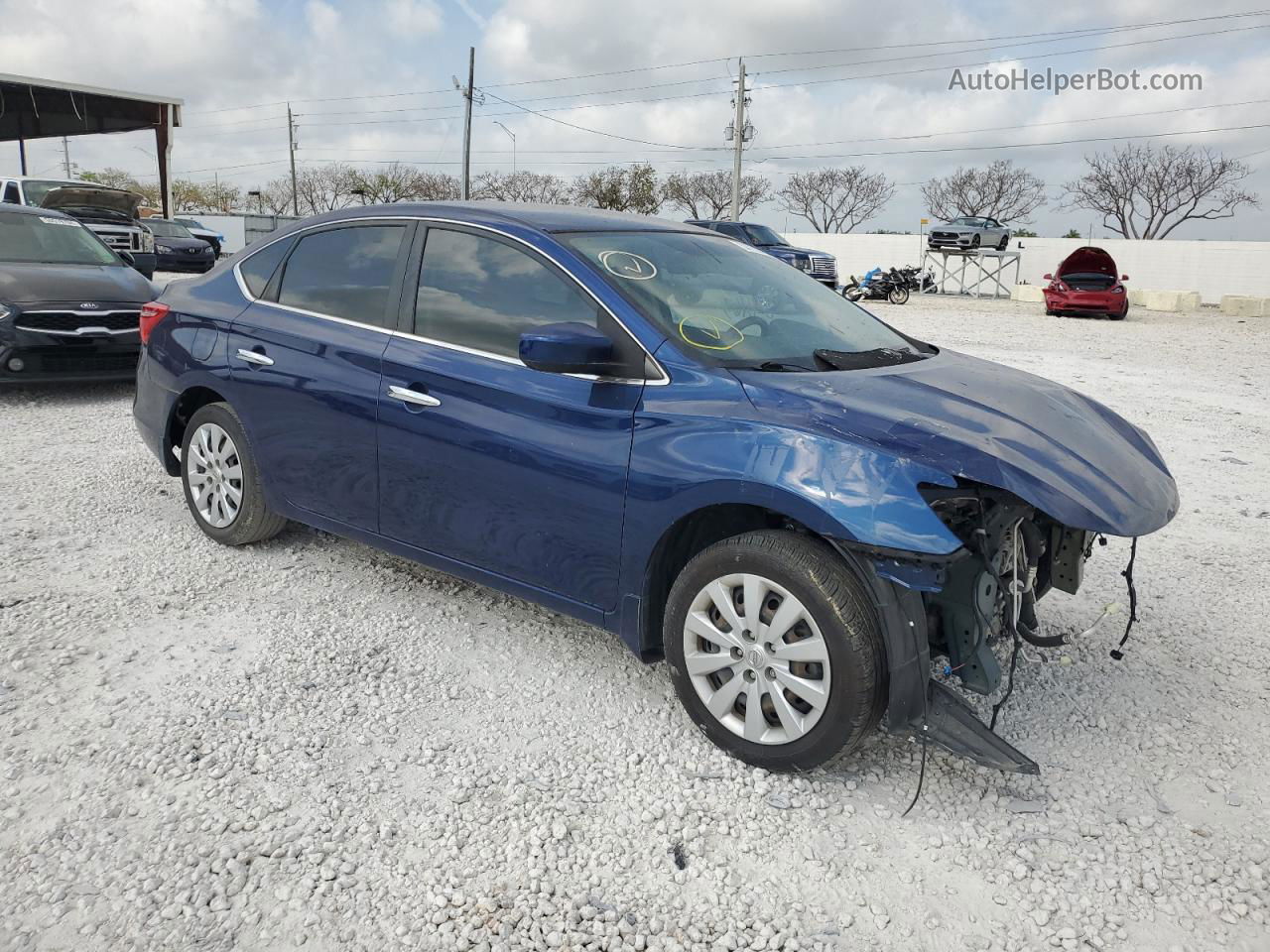 2019 Nissan Sentra S Blue vin: 3N1AB7AP7KY386138