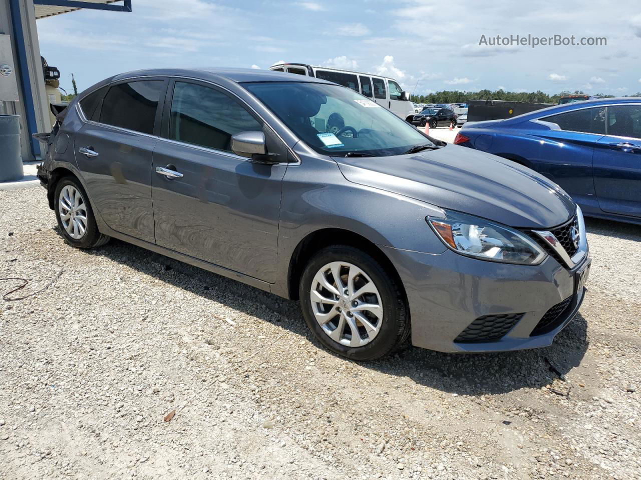 2019 Nissan Sentra S Серый vin: 3N1AB7AP7KY409398