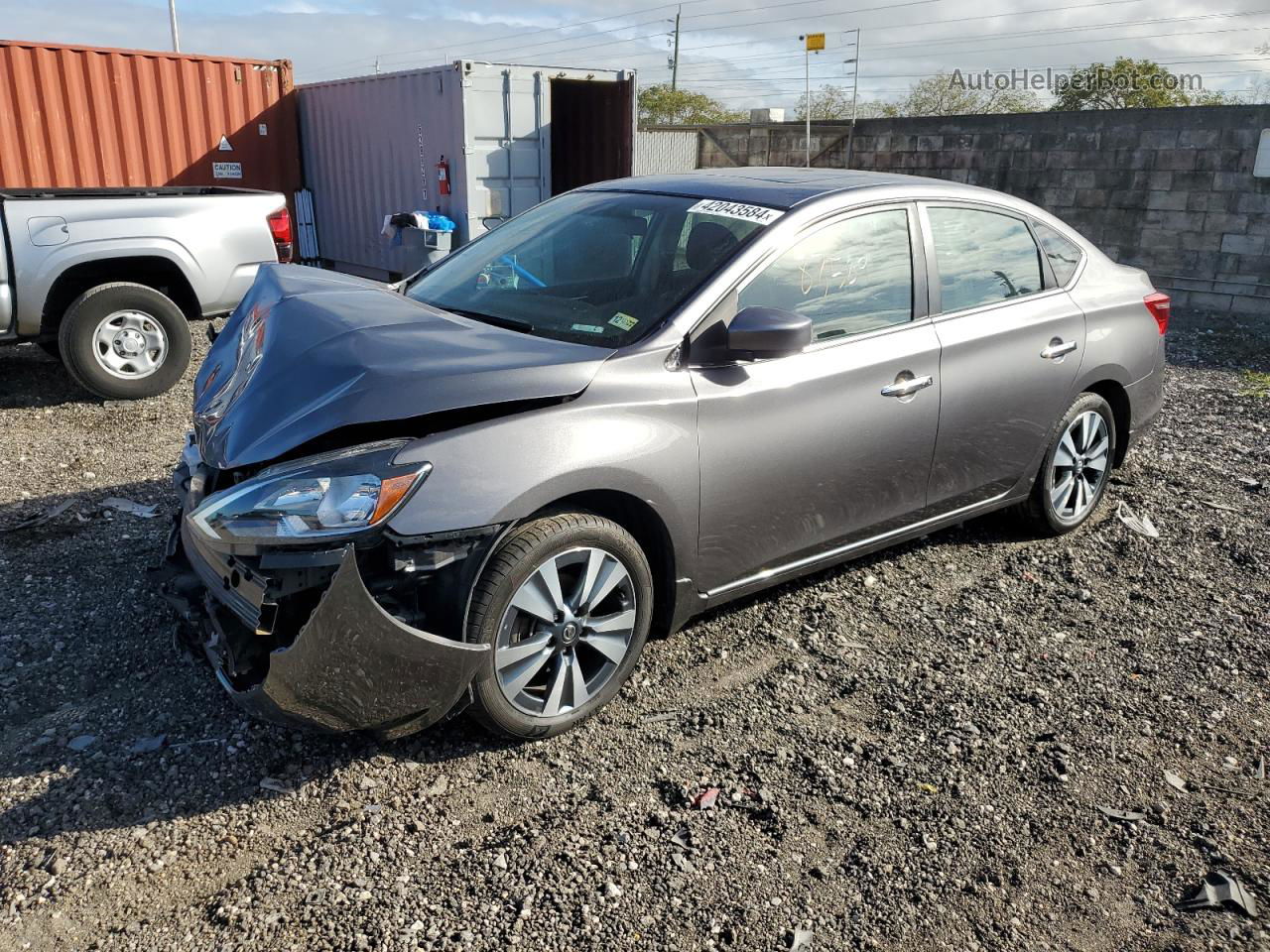 2019 Nissan Sentra S Серый vin: 3N1AB7AP7KY414553