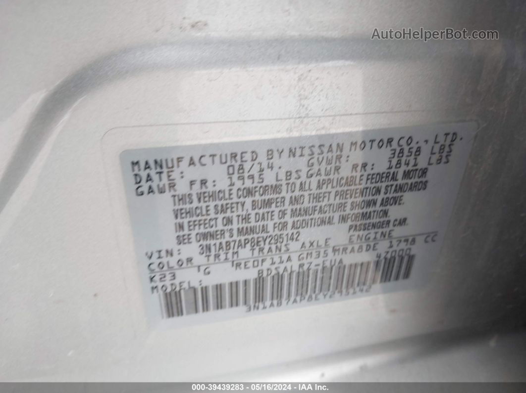 2014 Nissan Sentra Sr Серебряный vin: 3N1AB7AP8EY295142